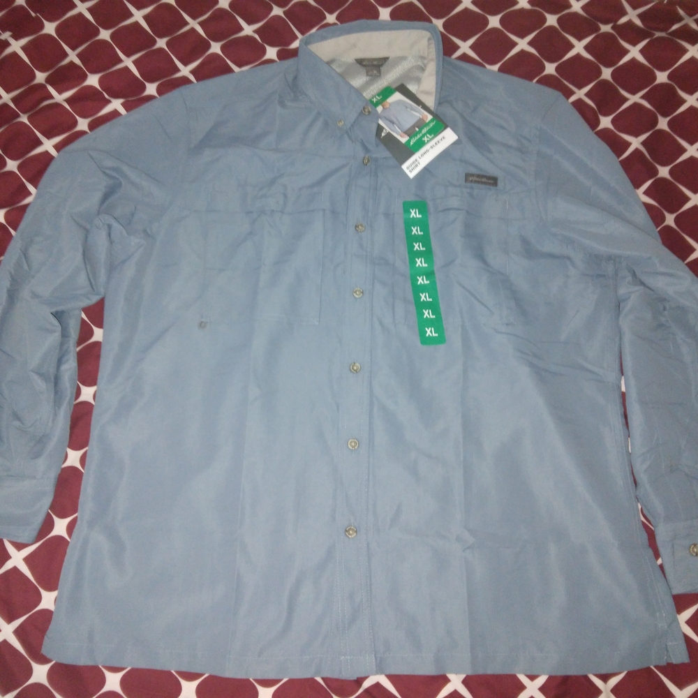 Eddie Bauer Men Light Blue Long-Sleeve Shirt XL